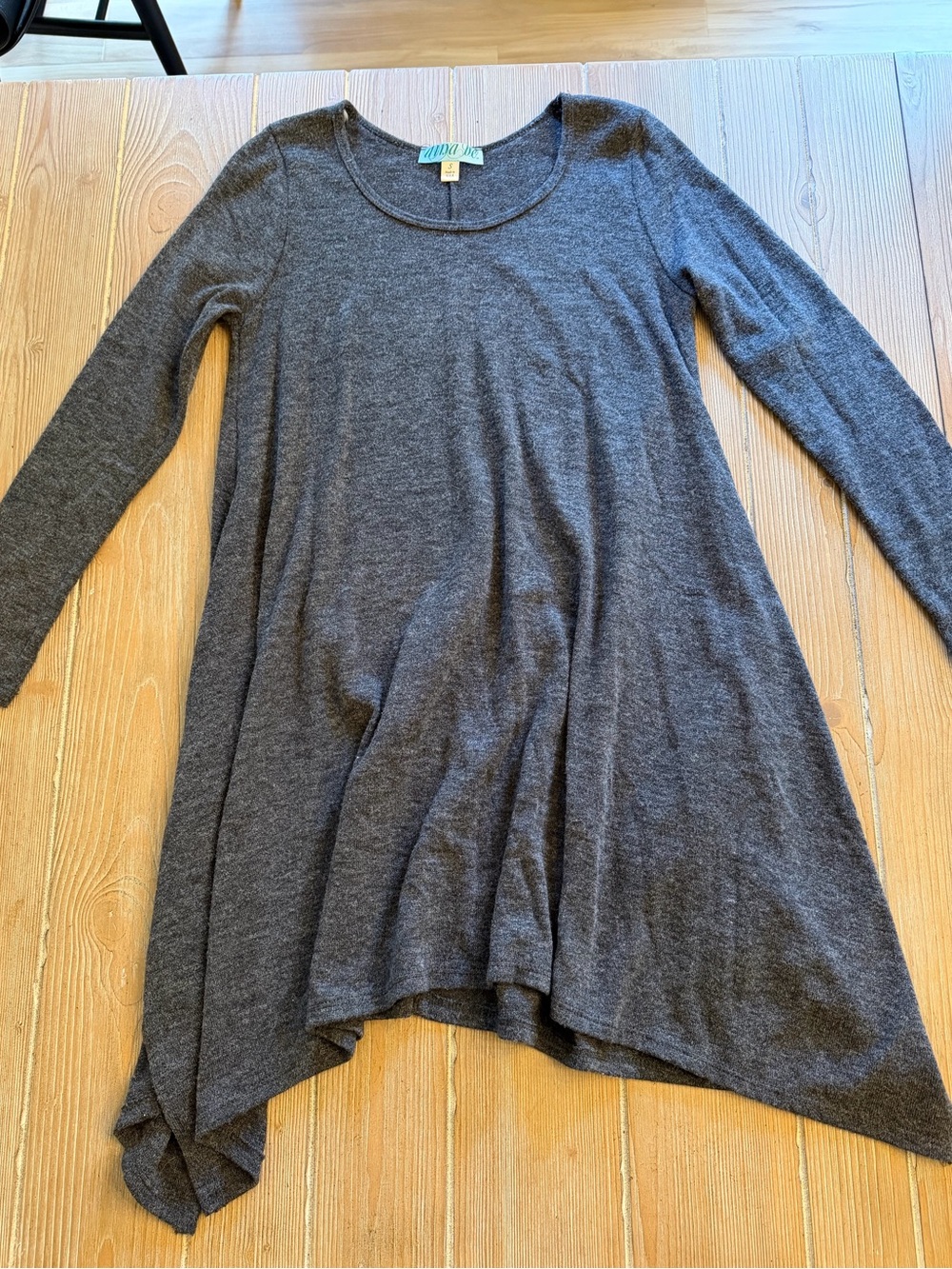 Aina Be Charcoal Gray Long Sleeve Swing Dress